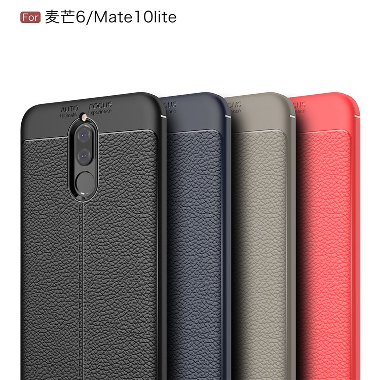 Litchi Grain Soft TPU Back Case for Huawei Mate 10 Lite / nova 2i / Maimang 6 - Grey-3