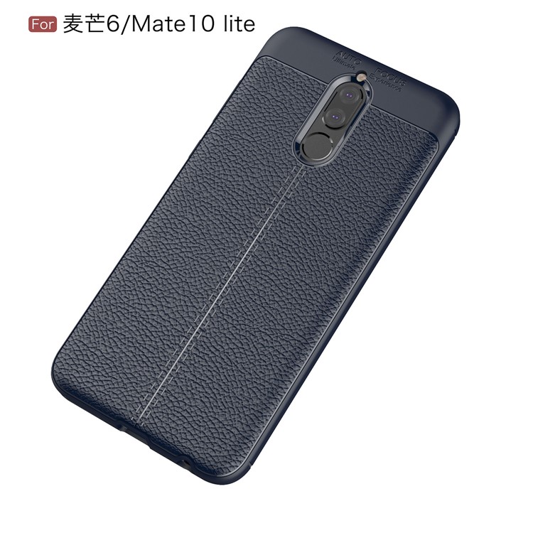 Litchi Grain Soft TPU Back Mobile Phone Cover for Huawei Mate 10 Lite / nova 2i / Maimang 6 - Dark Blue-2