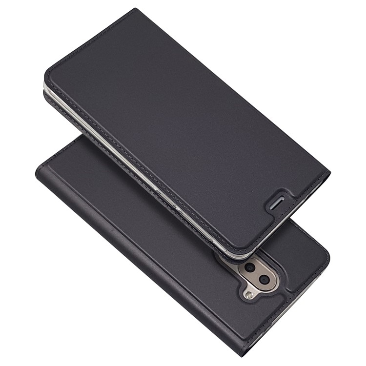 Auto-absorbed Magnetic Leather Card Holder Phone Shell for Huawei Honor 6x (2016) - Black-2