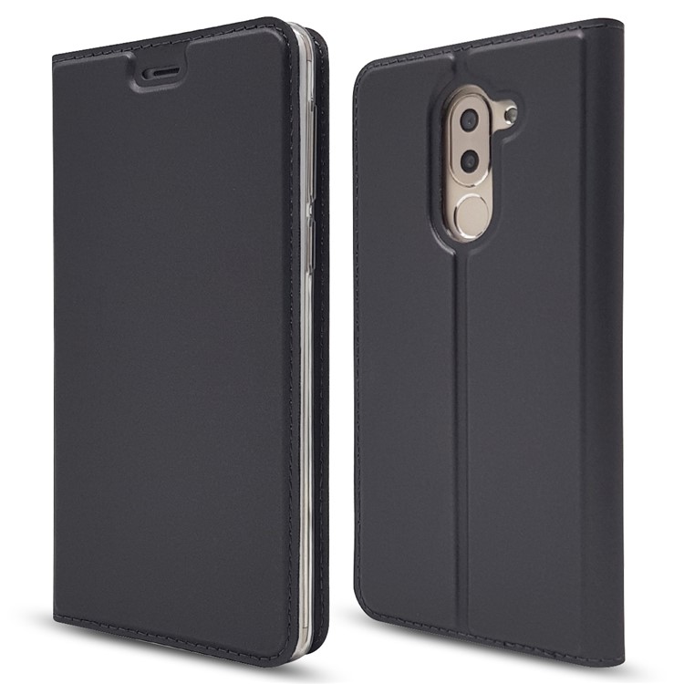 Auto-absorbed Magnetic Leather Card Holder Phone Shell for Huawei Honor 6x (2016) - Black-3