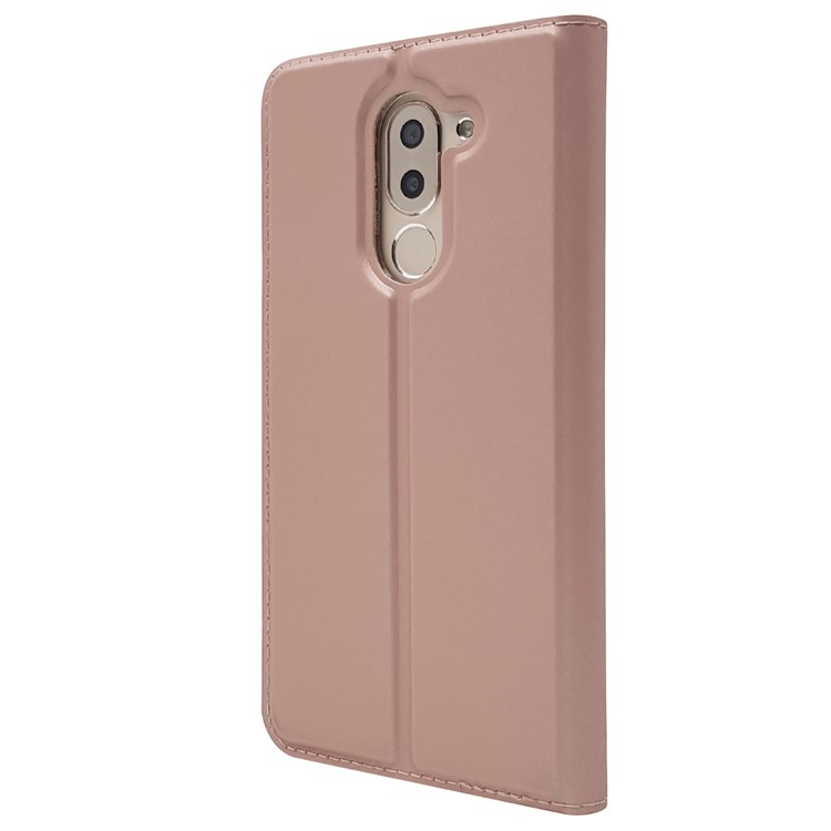 Auto-absorbed Magnetic Leather Card Holder Mobile Cover for Huawei Honor 6x (2016) - Rose Gold-11