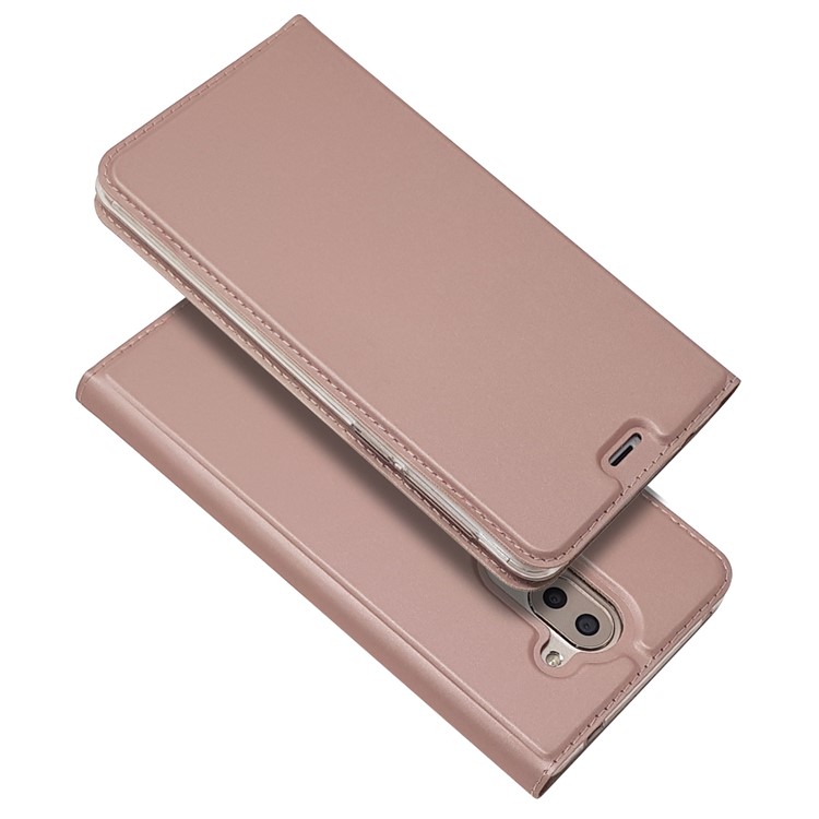 Auto-absorbed Magnetic Leather Card Holder Mobile Cover for Huawei Honor 6x (2016) - Rose Gold-2