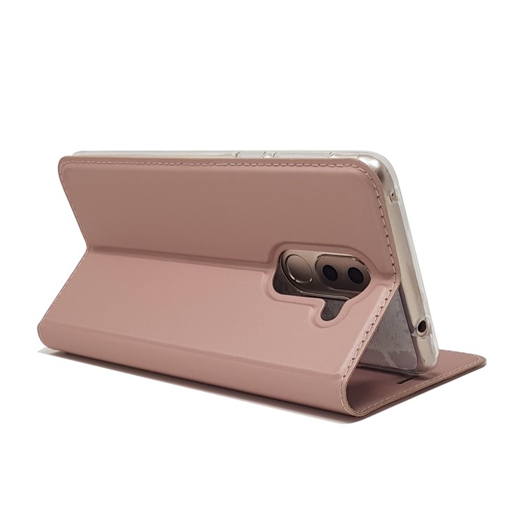 Auto-absorbed Magnetic Leather Card Holder Mobile Cover for Huawei Honor 6x (2016) - Rose Gold-8