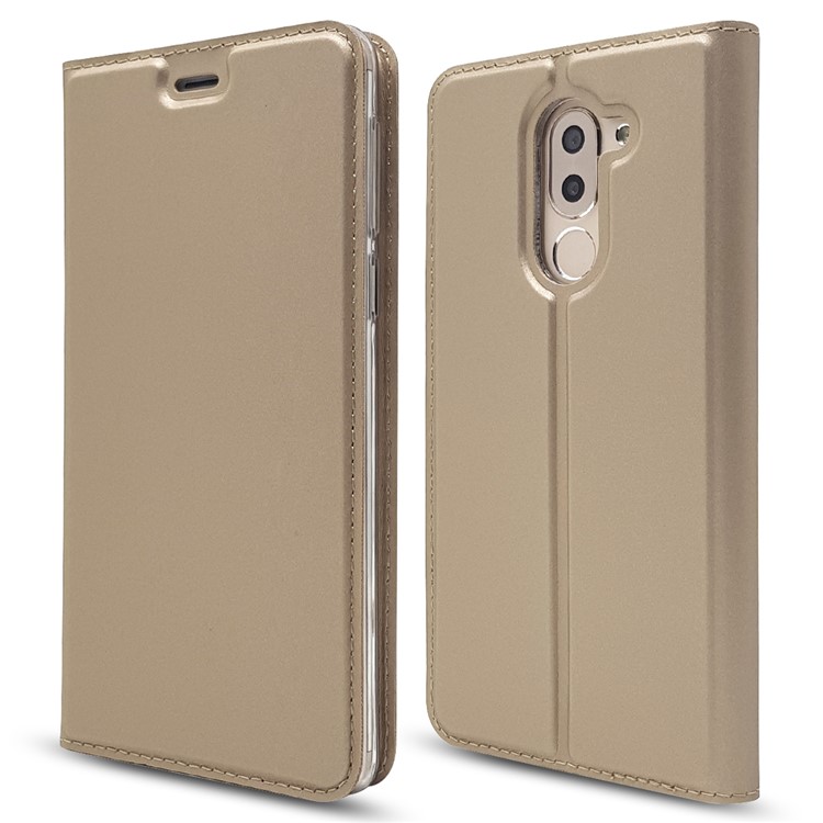 Auto-absorbed Magnetic Leather Stand Flip Case for Huawei Honor 6x (2016) - Gold-3