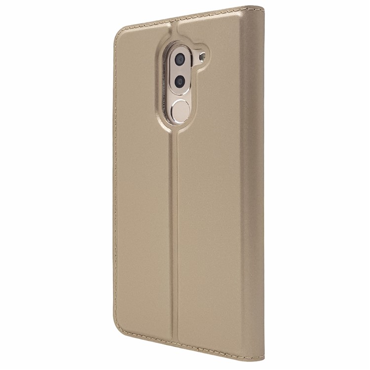 Auto-absorbed Magnetic Leather Stand Flip Case for Huawei Honor 6x (2016) - Gold-9