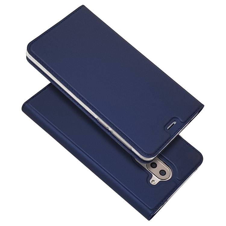 Auto-absorbed Magnetic Leather Stand Phone Casing for Huawei Honor 6x (2016) - Dark Blue-2
