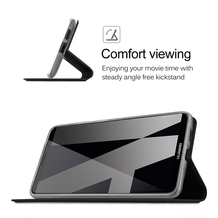 Magnetic Stand Card Slot Leather Mobile Case for Huawei Mate 10 Pro - Black-6