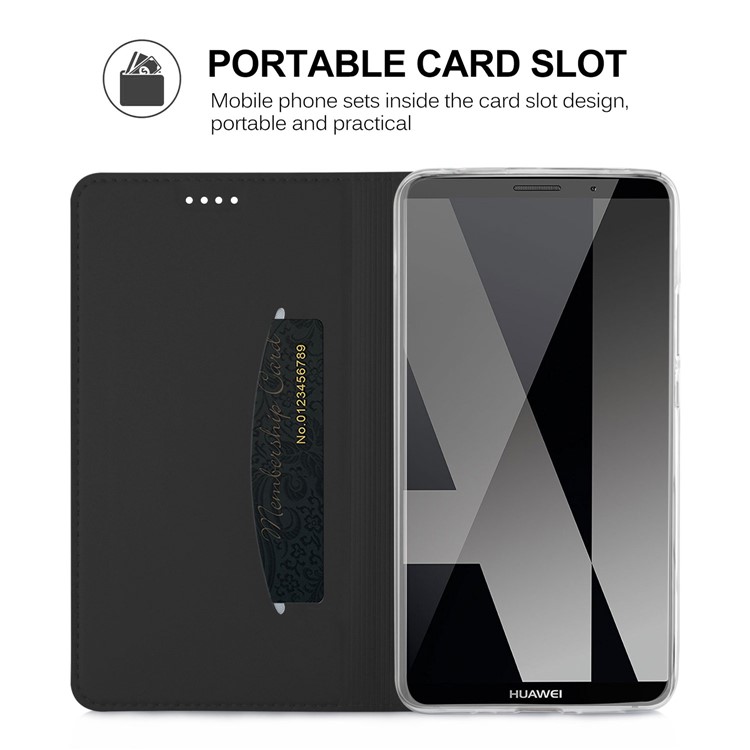 Magnetic Stand Card Slot Leather Mobile Case for Huawei Mate 10 Pro - Black-7