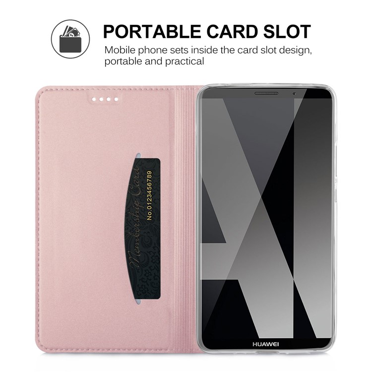 Magnetic Stand Card Slot Leather Mobile Cover for Huawei Mate 10 Pro - Rose Gold-7