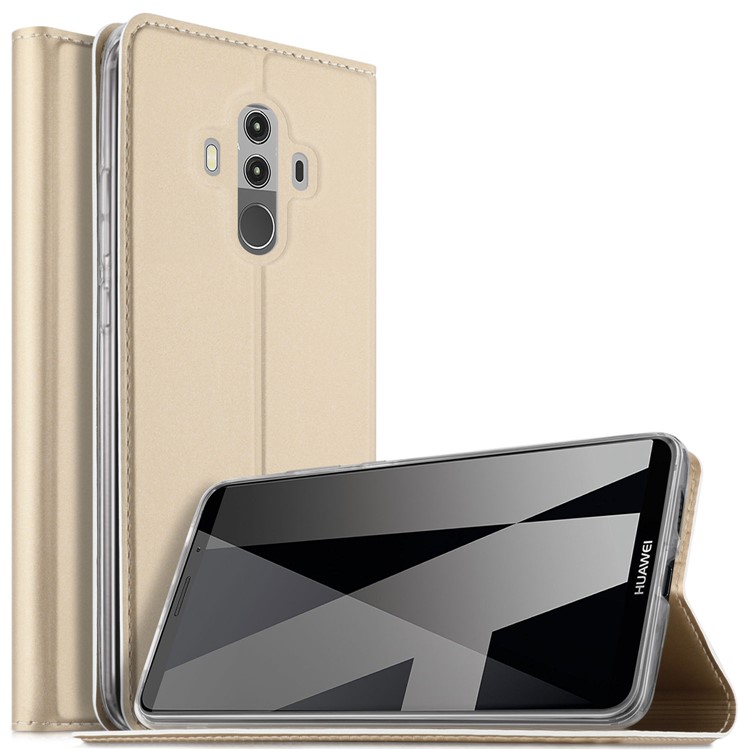 Magnetic Stand Card Slot Leather Mobile Shell for Huawei Mate 10 Pro - Gold-1