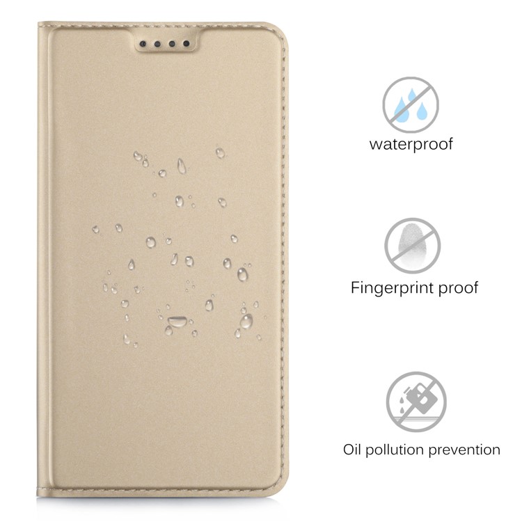 Magnetic Stand Card Slot Leather Mobile Shell for Huawei Mate 10 Pro - Gold-3