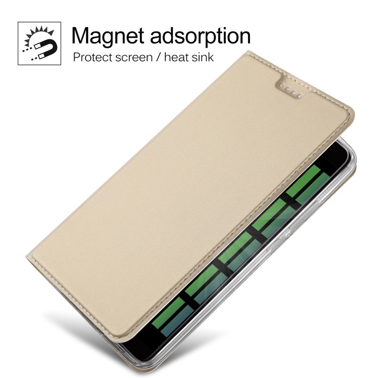 Magnetic Stand Card Slot Leather Mobile Shell for Huawei Mate 10 Pro - Gold-4