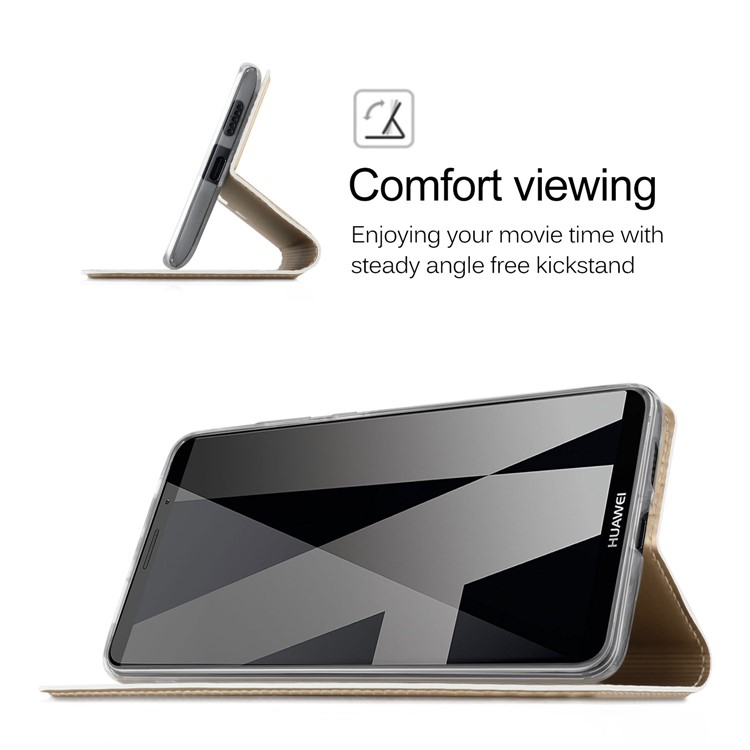 Magnetic Stand Card Slot Leather Mobile Shell for Huawei Mate 10 Pro - Gold-6