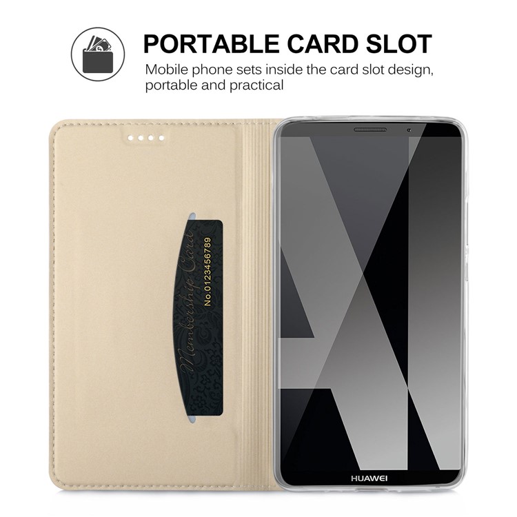 Magnetic Stand Card Slot Leather Mobile Shell for Huawei Mate 10 Pro - Gold-7
