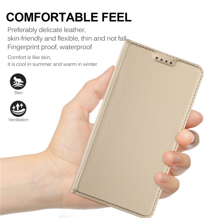Magnetic Stand Card Slot Leather Mobile Shell for Huawei Mate 10 Pro - Gold-8