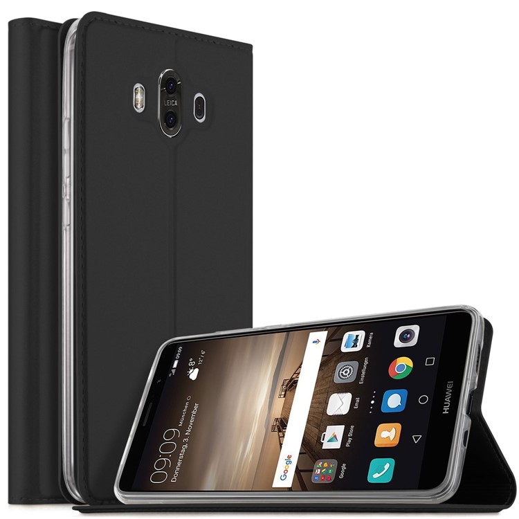 Magnetic Card Slot Smart Leather Phone Case for Huawei Mate 10 - Black-1