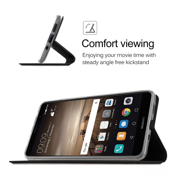 Magnetic Card Slot Smart Leather Phone Case for Huawei Mate 10 - Black-6