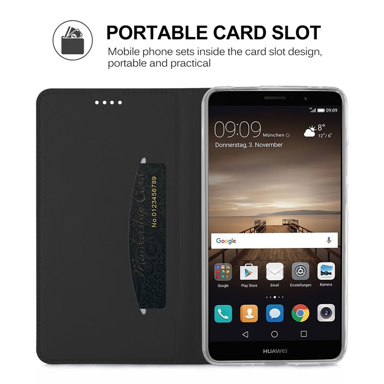 Magnetic Card Slot Smart Leather Phone Case for Huawei Mate 10 - Black-7