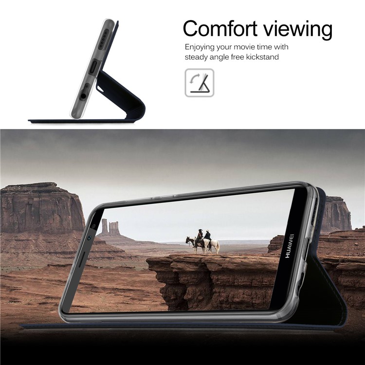 Leather Stand Case with Card Slot for Huawei Mate 10 Lite / nova 2i / Maimang 6 - Black-4