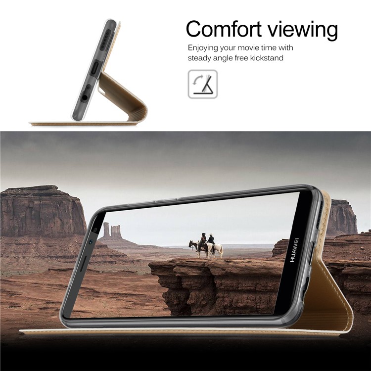 Stand Leather Card Holder Case for Huawei Mate 10 Lite / nova 2i / Maimang 6 - Gold-4