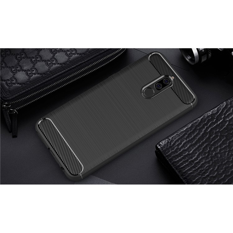 Cubierta De Teléfono Cepillado Textura TPU De Fibra De Carbono Para Huawei Nova 2i / Maimang 6 / Mate 10 Lite - Negro-10