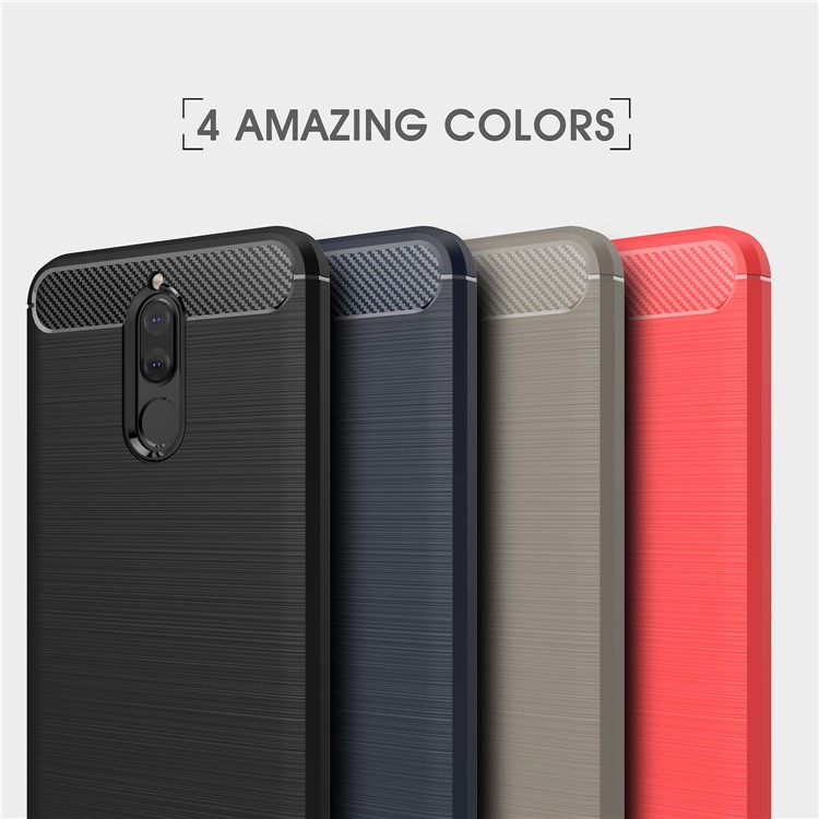 Cubierta De Teléfono Cepillado Textura TPU De Fibra De Carbono Para Huawei Nova 2i / Maimang 6 / Mate 10 Lite - Negro-11