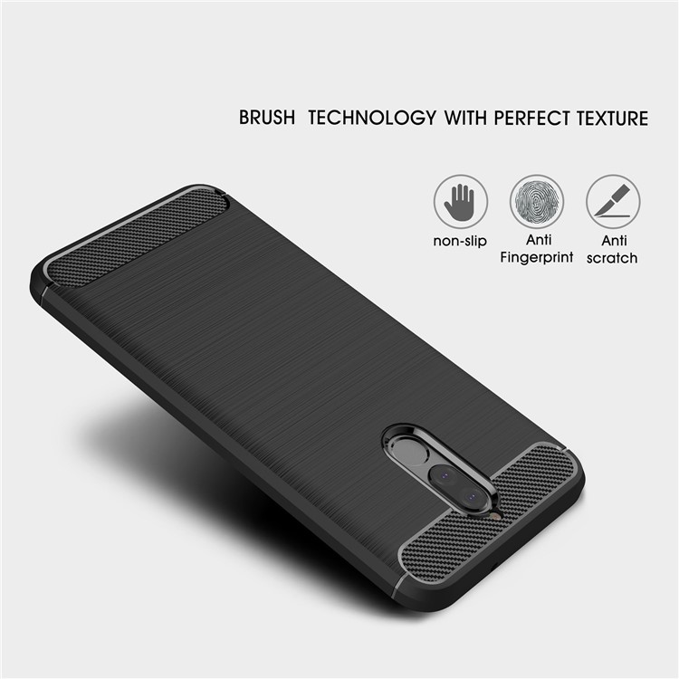 Cubierta De Teléfono Cepillado Textura TPU De Fibra De Carbono Para Huawei Nova 2i / Maimang 6 / Mate 10 Lite - Negro-3