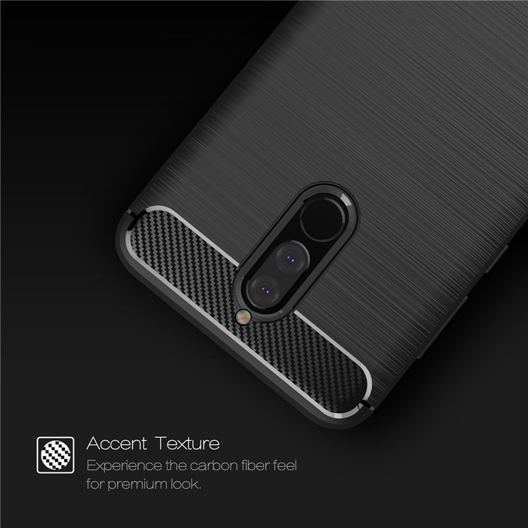Cubierta De Teléfono Cepillado Textura TPU De Fibra De Carbono Para Huawei Nova 2i / Maimang 6 / Mate 10 Lite - Negro-4