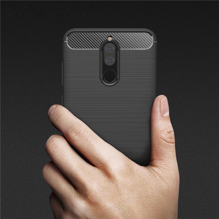 Cubierta De Teléfono Cepillado Textura TPU De Fibra De Carbono Para Huawei Nova 2i / Maimang 6 / Mate 10 Lite - Negro-8