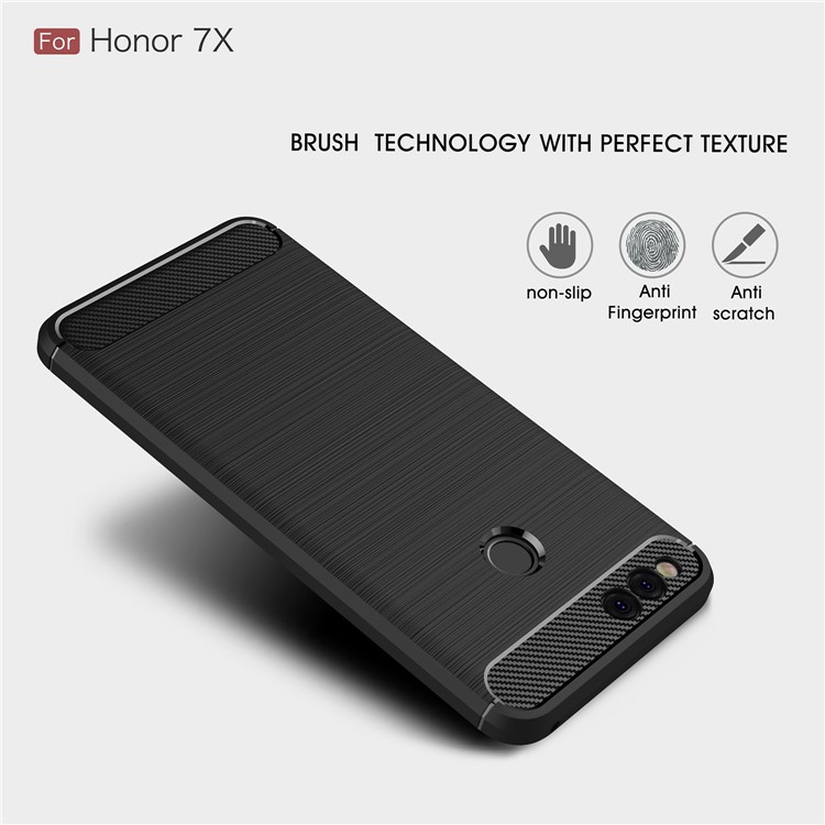 Carbon Fiber Texture Brushed TPU Mobile Phone Cover for Huawei Honor 7X - Black-3