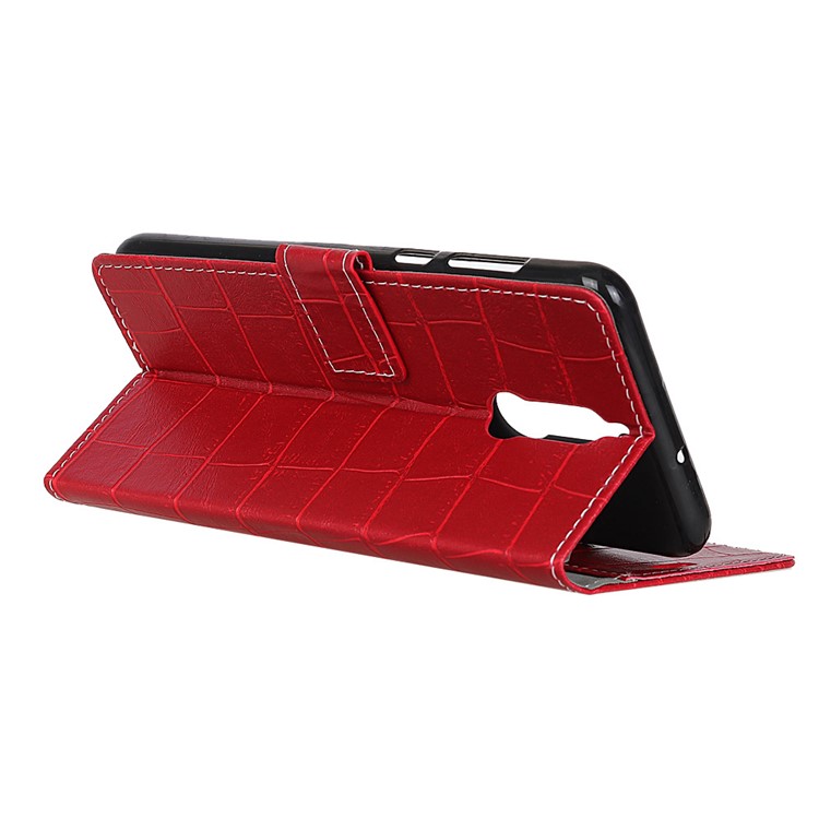 Vintage Crocodile Texture PU Leather Card Holder Case for Huawei Mate 10 Lite / nova 2i / Maimang 6 - Red-4
