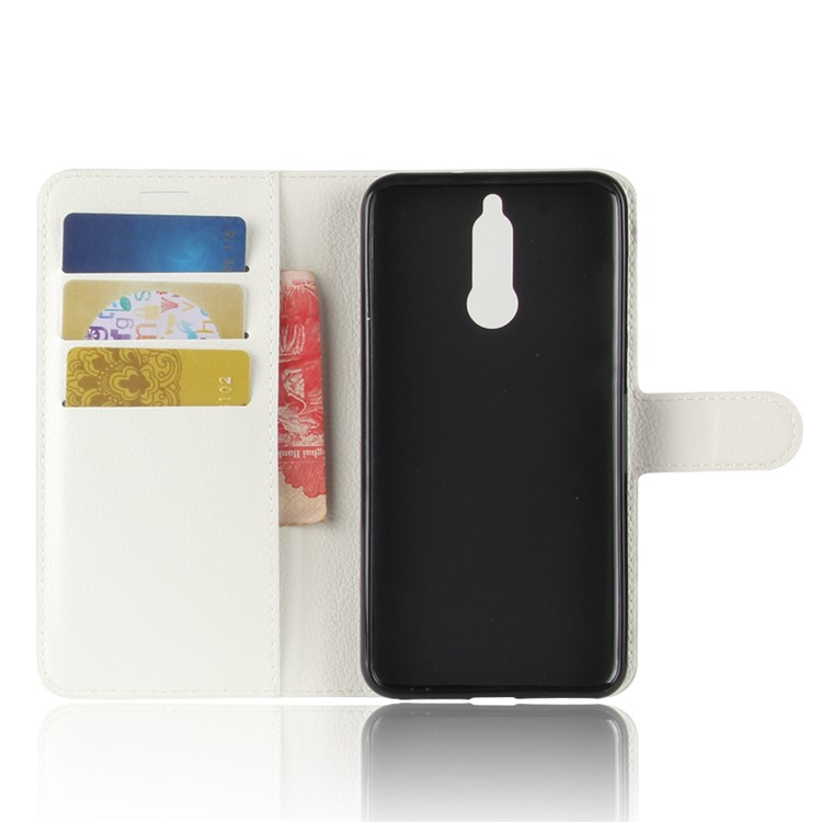 Litchi Skin Wallet Leather Stand Cover for Huawei Mate 10 Lite / nova 2i / Maimang 6 - White-3