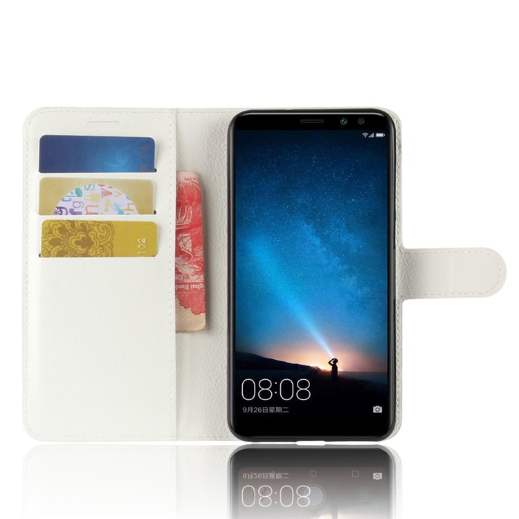Litchi Skin Wallet Leather Stand Cover for Huawei Mate 10 Lite / nova 2i / Maimang 6 - White-4
