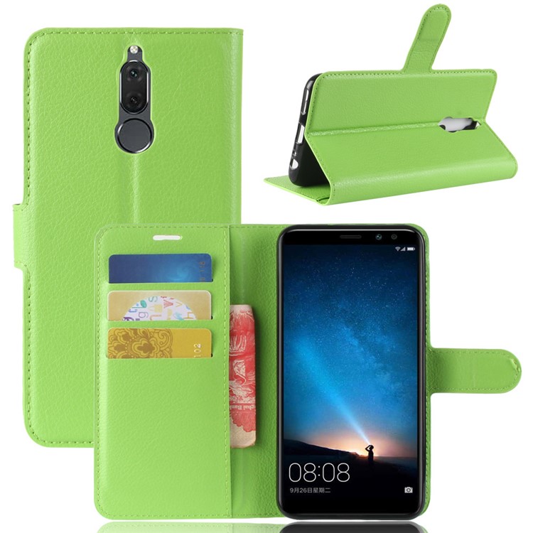 Litchi Skin Magnetic Leather Stand Cover for Huawei Mate 10 Lite / nova 2i / Maimang 6 - Green-1