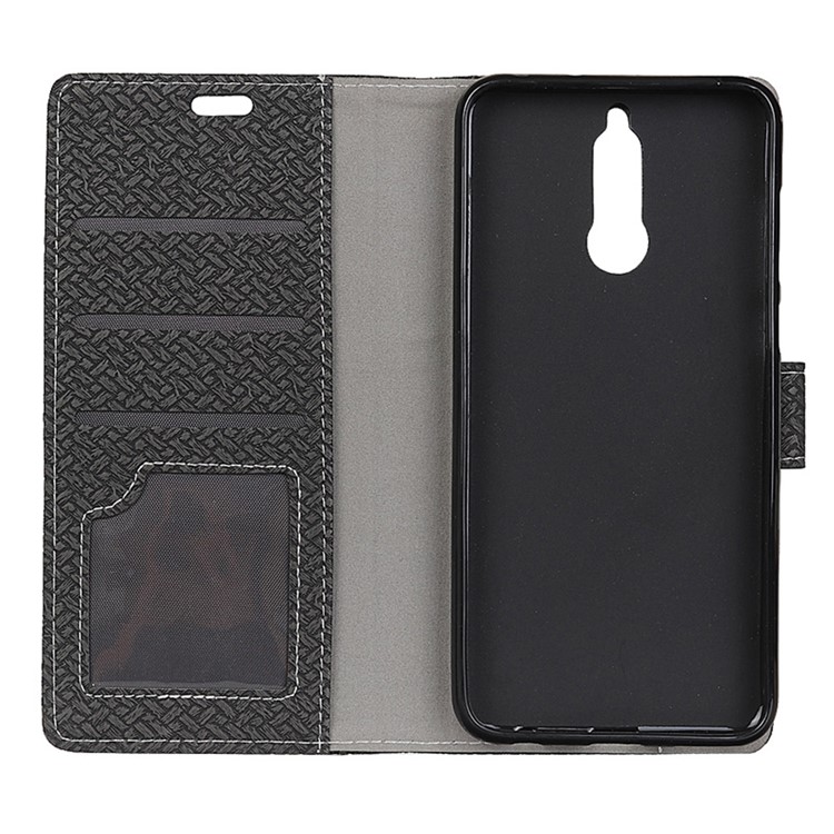 Woven Texture Leather Wallet Stand Mobile Case for Huawei Mate 10 Lite / nova 2i / Maimang 6 - Black-3