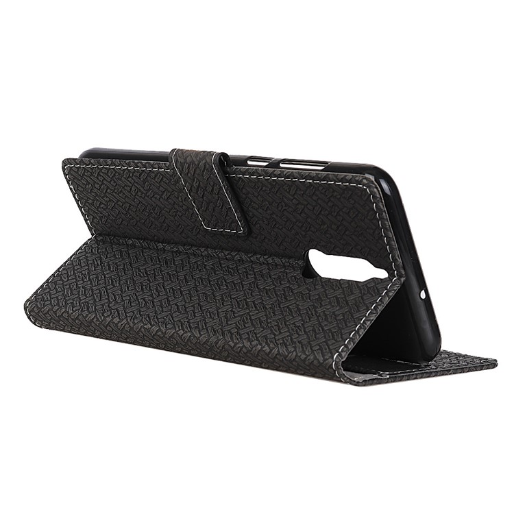 Woven Texture Leather Wallet Stand Mobile Case for Huawei Mate 10 Lite / nova 2i / Maimang 6 - Black-4
