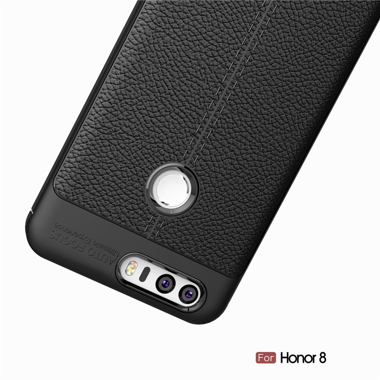 Litchi Grain TPU Back Phone Case for Huawei Honor 8 - Black-11