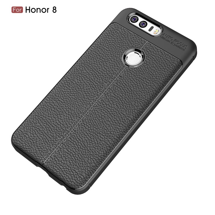 Litchi Grain TPU Back Phone Case for Huawei Honor 8 - Black-12