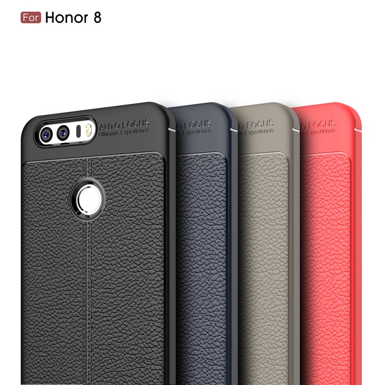 Litchi Grain TPU Back Phone Case for Huawei Honor 8 - Black-13