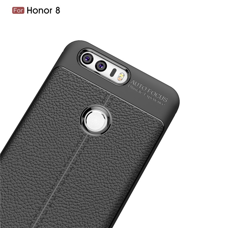 Litchi Grain TPU Back Phone Case for Huawei Honor 8 - Black-5
