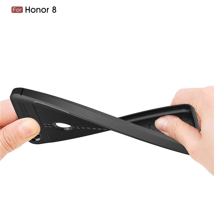 Litchi Grain TPU Back Phone Case for Huawei Honor 8 - Black-8