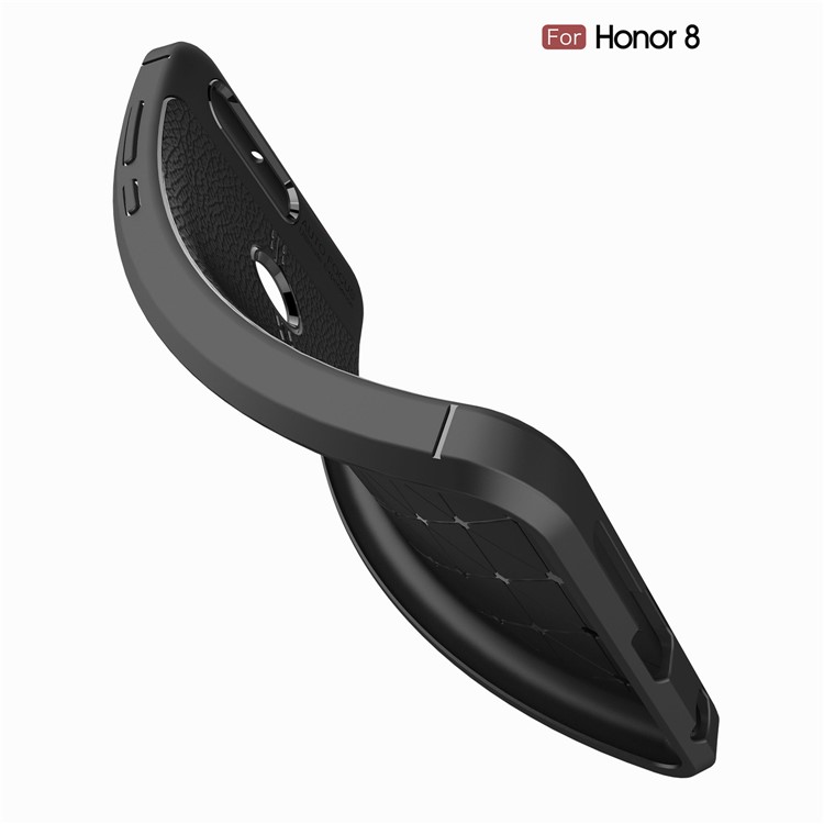 Litchi Grain TPU Back Phone Case for Huawei Honor 8 - Black-9