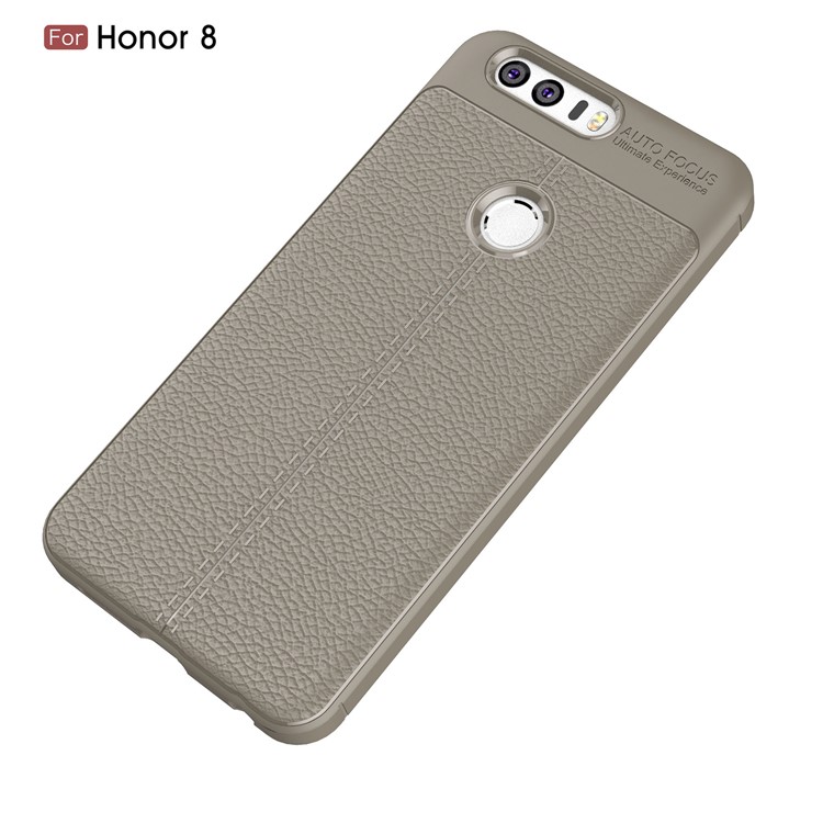 Litchi Grain Soft TPU Back Mobile Case for Huawei Honor 8 - Grey-2