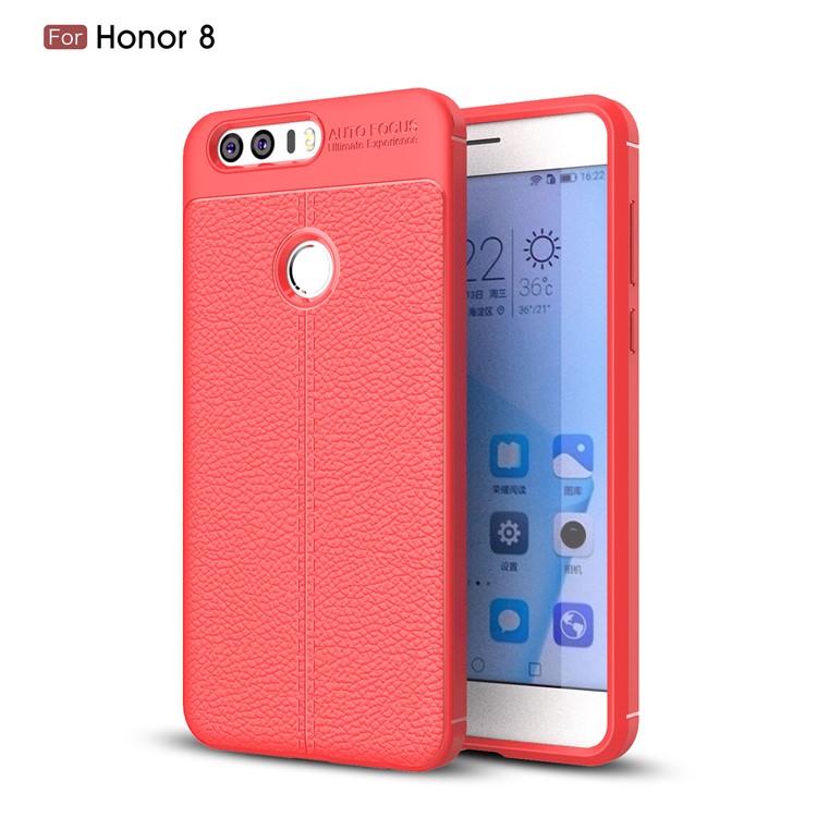 Litchi Grain TPU Back Protection Phone Case Shell for Huawei Honor 8 - Red-1