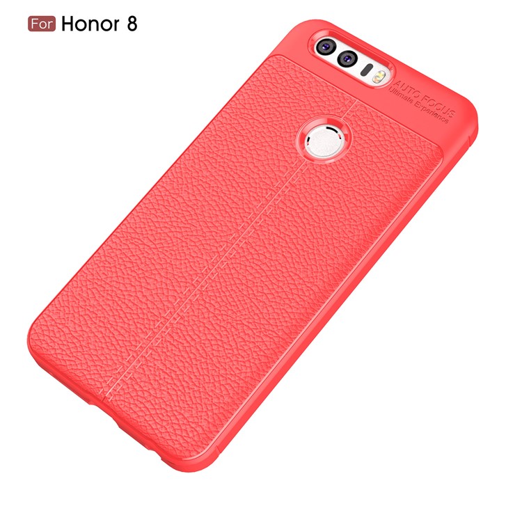 Litchi Grain TPU Back Protection Phone Case Shell for Huawei Honor 8 - Red-2