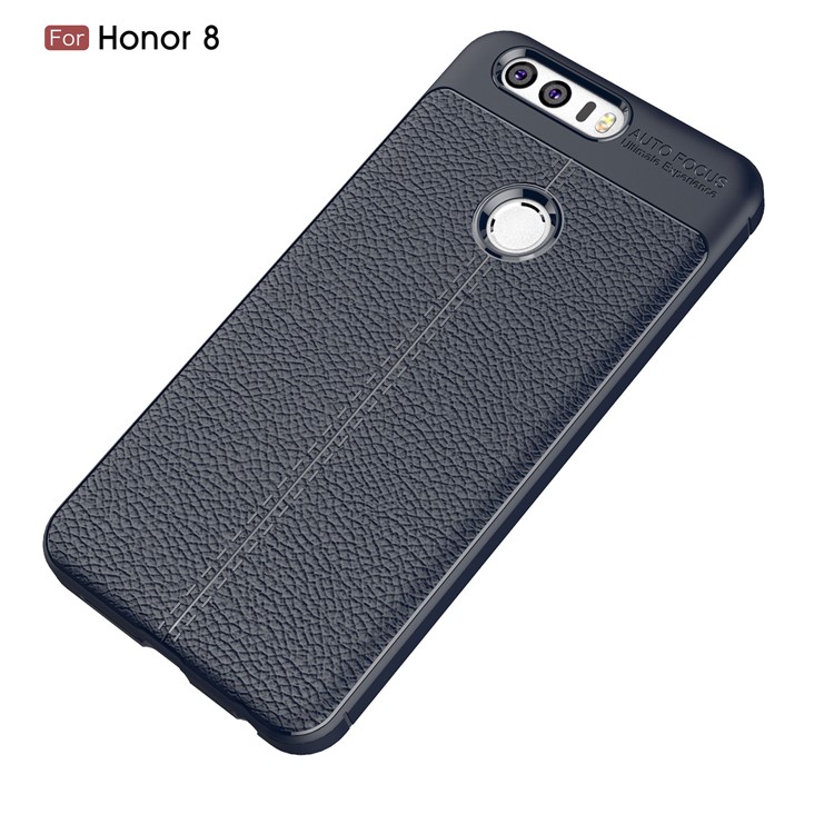 For Huawei Honor 8 Litchi Texture TPU Back Phone Case - Dark Blue-2