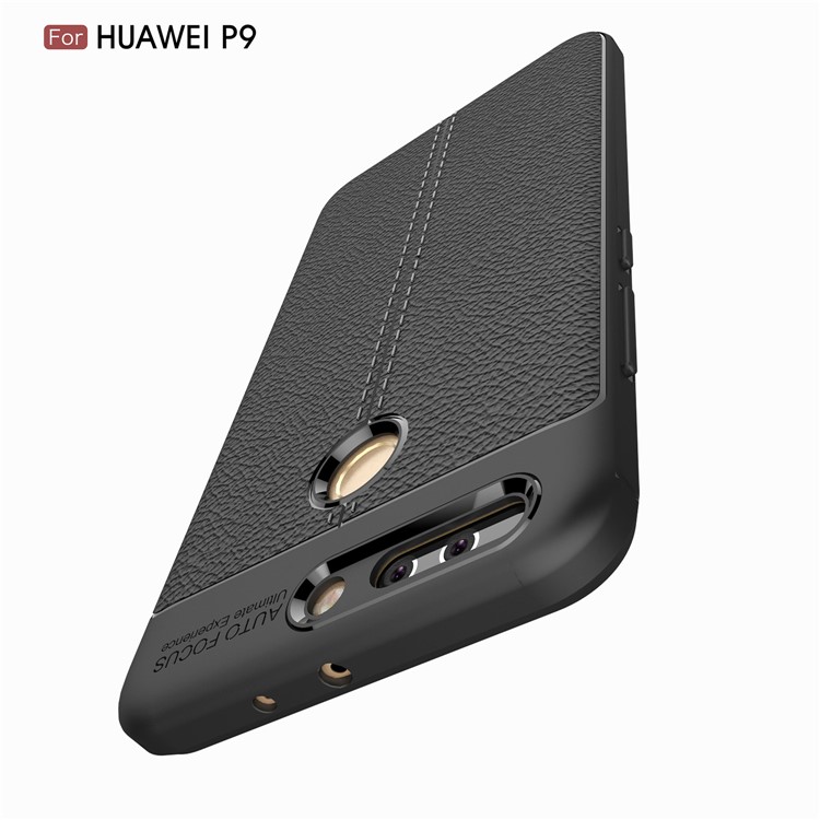 Litchi Grain Soft TPU Back Cover for Huawei P9 - Black-10