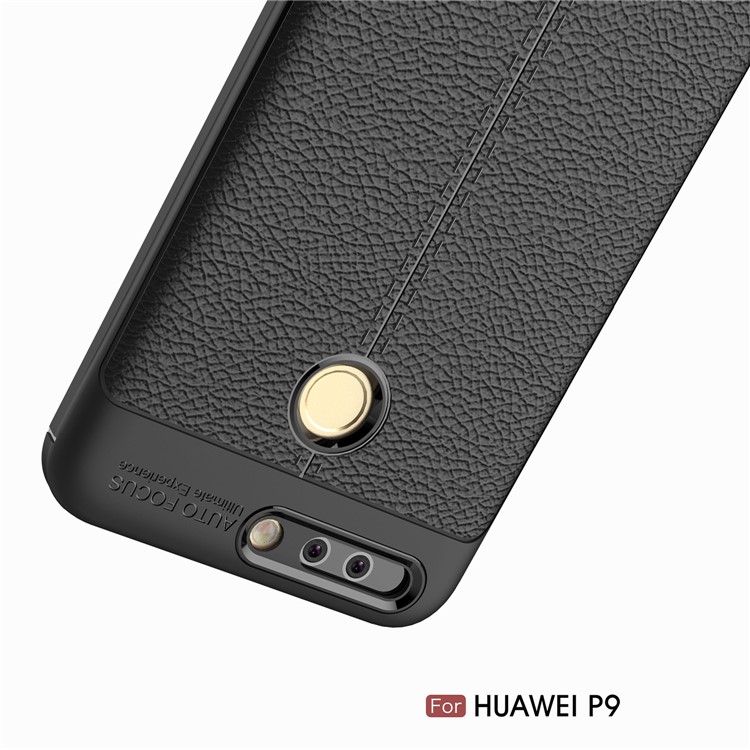 Litchi Grain Soft TPU Back Cover for Huawei P9 - Black-11