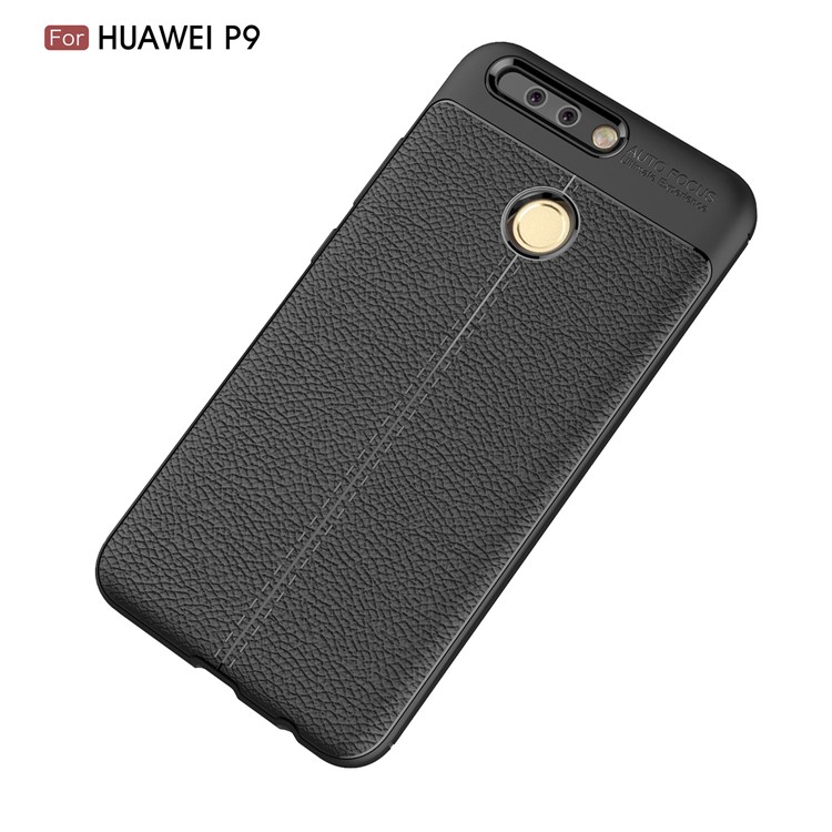 Litchi Grain Soft TPU Back Cover for Huawei P9 - Black-12