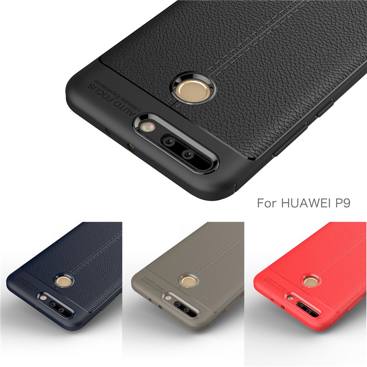 Litchi Grain Soft TPU Back Cover for Huawei P9 - Black-14